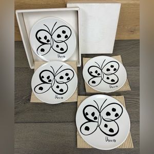 Very Rare Vintage Vera Neumann "Silhouette" Dessert Plates - New Set of 4 in Box